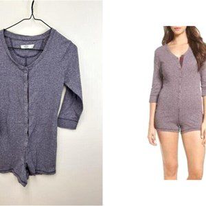 Ugg S Heidi Lounge Pajama Romper One Piece Heathered Purple 3/4 Sleeve